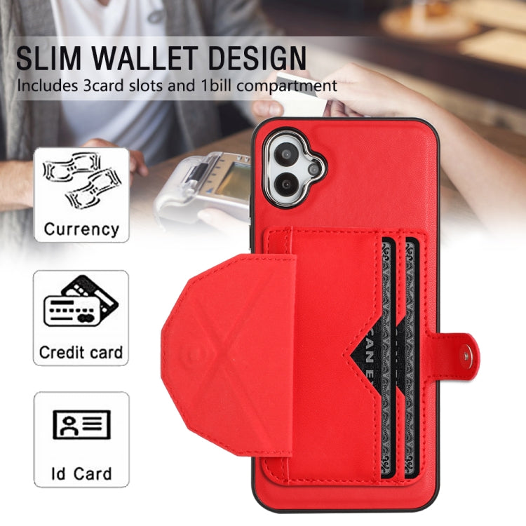 For Samsung Galaxy A04E / F04 / M04 Shockproof Leather Phone Case with Card Holder(Red) - Galaxy Phone Cases by buy2fix | Online Shopping UK | buy2fix