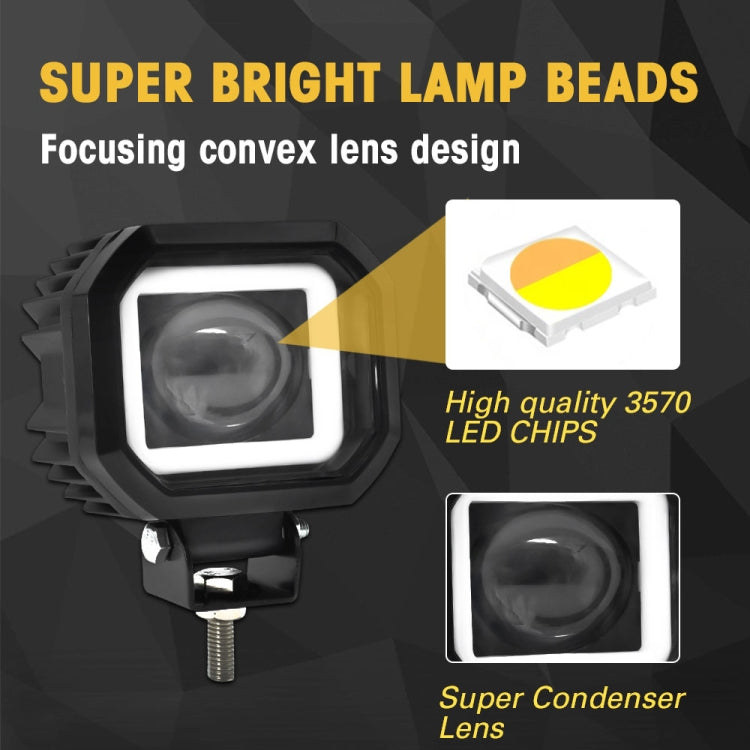 S12 Motorcycle Square Fisheye Lens Spotlight(Black) - Headlights by buy2fix | Online Shopping UK | buy2fix