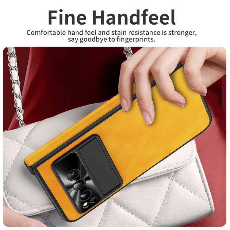 For Google Pixel Fold Integrated Napa Texture All-inclusive Phone Case with Hinge(Yellow) - Google Cases by buy2fix | Online Shopping UK | buy2fix