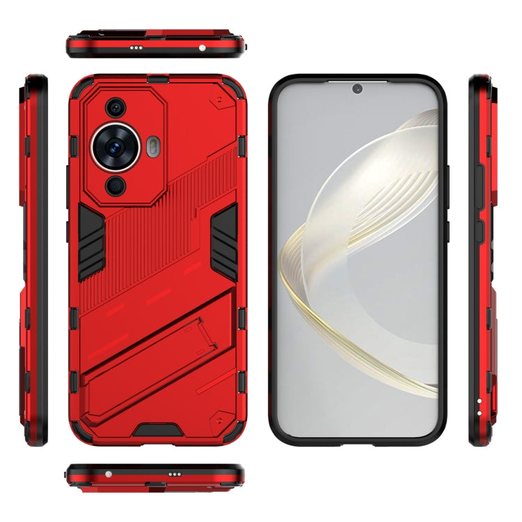 For Huawei nova 11 4G Punk Armor 2 in 1 PC + TPU Phone Case with Holder(Red) - Huawei Cases by buy2fix | Online Shopping UK | buy2fix