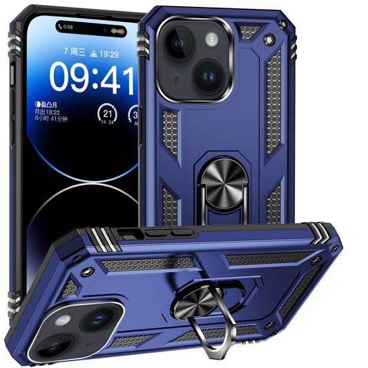 For iPhone 15 Shockproof TPU + PC Phone Case with Holder(Blue) - iPhone 15 Cases by buy2fix | Online Shopping UK | buy2fix