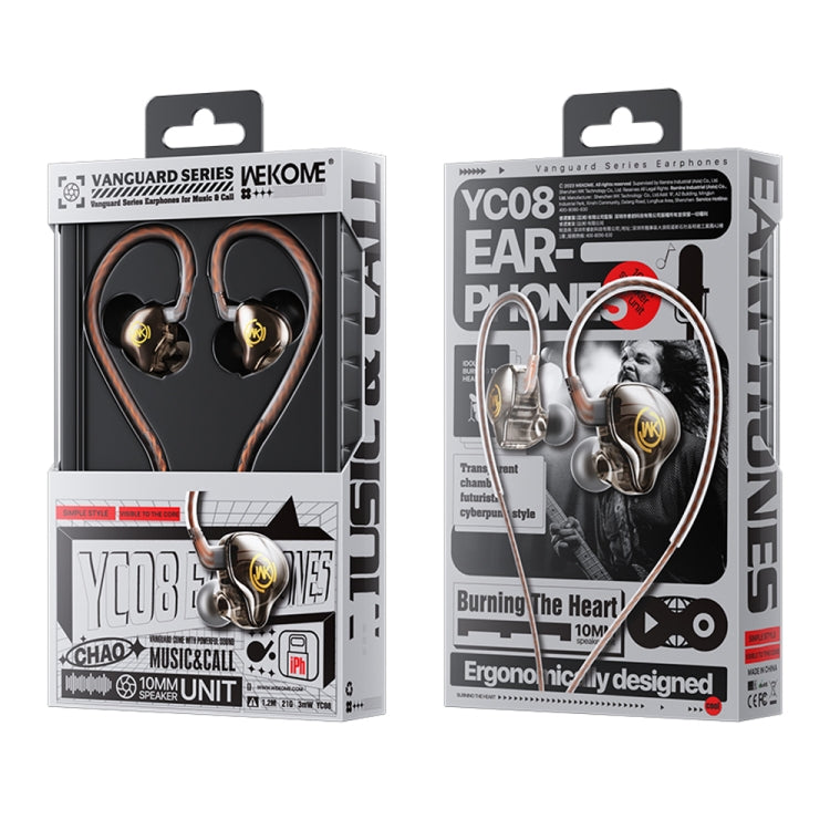 WK YC08 8 Pin Transparent Music Call Wired Earphone, Length: 1.2m(Black) - In Ear Wired Earphone by WK | Online Shopping UK | buy2fix