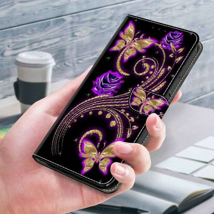 For Xiaomi Redmi Note 8 Pro Crystal 3D Shockproof Protective Leather Phone Case(Purple Flower Butterfly) - Xiaomi Cases by buy2fix | Online Shopping UK | buy2fix