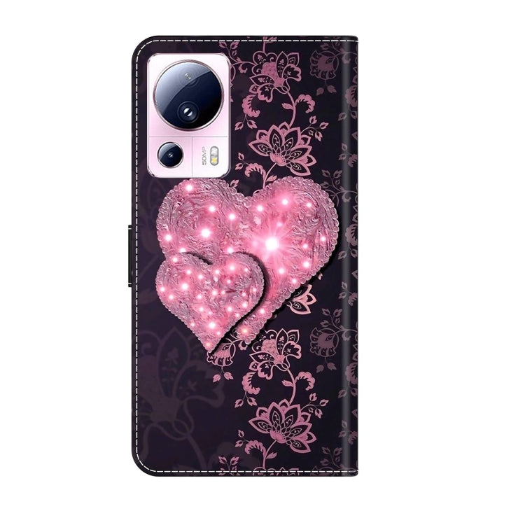 For Xiaomi 13 Lite Crystal 3D Shockproof Protective Leather Phone Case(Lace Love) - 13 Lite Cases by buy2fix | Online Shopping UK | buy2fix