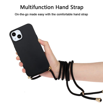 For iPhone 15 Plus Wheat Straw Material + TPU Phone Case with Lanyard(Black) - iPhone 15 Plus Cases by buy2fix | Online Shopping UK | buy2fix