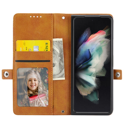 For Samsung Galaxy Z Fold5 Cubic Grid Calf Texture Magnetic Leather Phone Case(Yellow) - Galaxy Z Fold5 Cases by buy2fix | Online Shopping UK | buy2fix