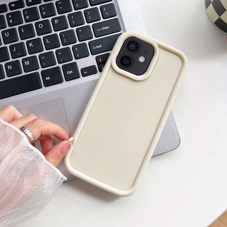 For iPhone 12 Shockproof Frame Frosted TPU Phone Case(Beige) - iPhone 12 / 12 Pro Cases by buy2fix | Online Shopping UK | buy2fix