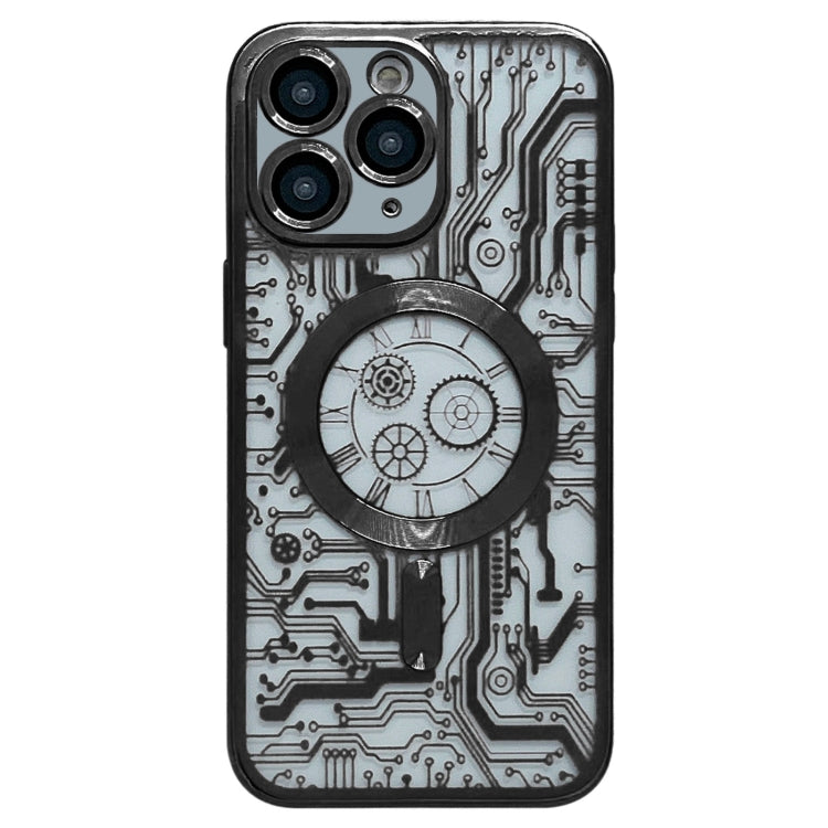 For iPhone 11 Pro Electroplated Circuit Board Pattern MagSafe Phone Case(Black) - iPhone 11 Pro Cases by buy2fix | Online Shopping UK | buy2fix