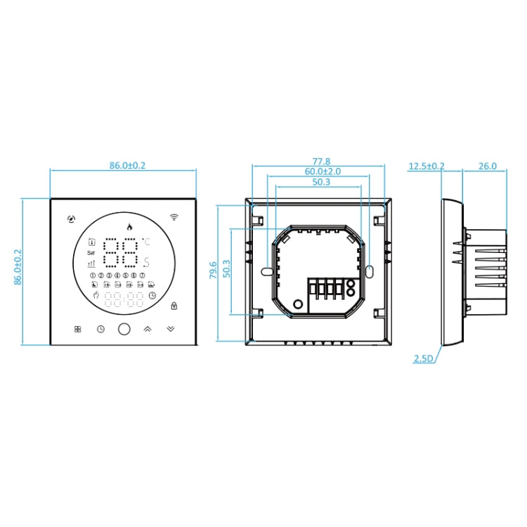 BHT-008GAL 95-240V AC 5A Smart Home Water Heating LED Thermostat Without WiFi(White) - Thermostat & Thermometer by buy2fix | Online Shopping UK | buy2fix