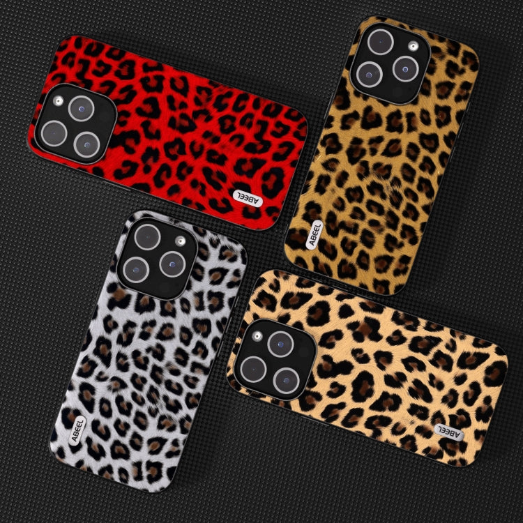 For iPhone 15 Pro Max ABEEL Black Edge Leopard Phone Case(Silver Leopard) - iPhone 15 Pro Max Cases by buy2fix | Online Shopping UK | buy2fix