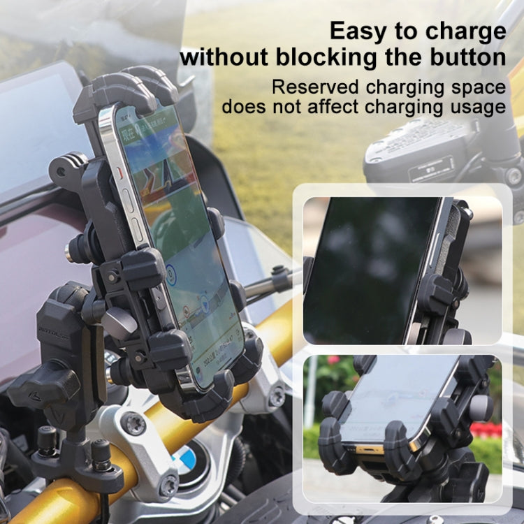 MOTOSLG Crab Motorcycle Phone Clamp Bracket M10 Ballhead Mount(Black) - Holder by MOTOLSG | Online Shopping UK | buy2fix