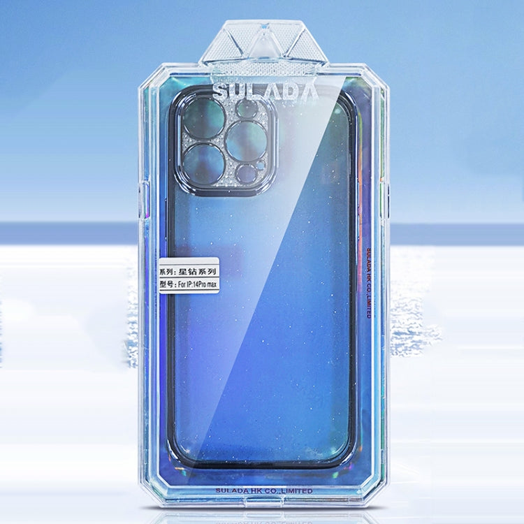 For iPhone 14 SULADA Electroplated Transparent Glittery TPU Phone Case(Blue) - iPhone 14 Cases by SULADA | Online Shopping UK | buy2fix