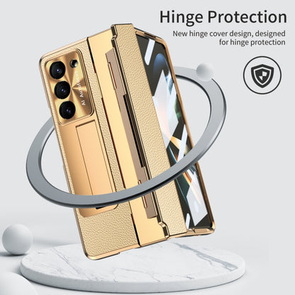 For Samsung Galaxy Z Fold5 5G Integrated Full Coverage Pen Slot Folding Phone Case with Stylus(Gold+Gold) - Galaxy Z Fold5 Cases by buy2fix | Online Shopping UK | buy2fix