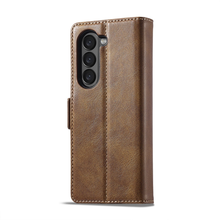 For Samsung Galaxy Z Fold5 LC.IMEEKE RFID Anti-theft Leather Phone Case(Brown) - Galaxy Z Fold5 Cases by LC.IMEEKE | Online Shopping UK | buy2fix