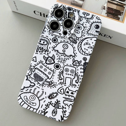 For iPhone 12 Pro Painted Pattern Precise Hole PC Phone Case(Block Monster) - iPhone 12 / 12 Pro Cases by buy2fix | Online Shopping UK | buy2fix