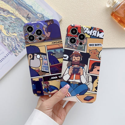 For iPhone 11 Painted Pattern Precise Hole PC Phone Case(Purple Comics) - iPhone 11 Cases by buy2fix | Online Shopping UK | buy2fix