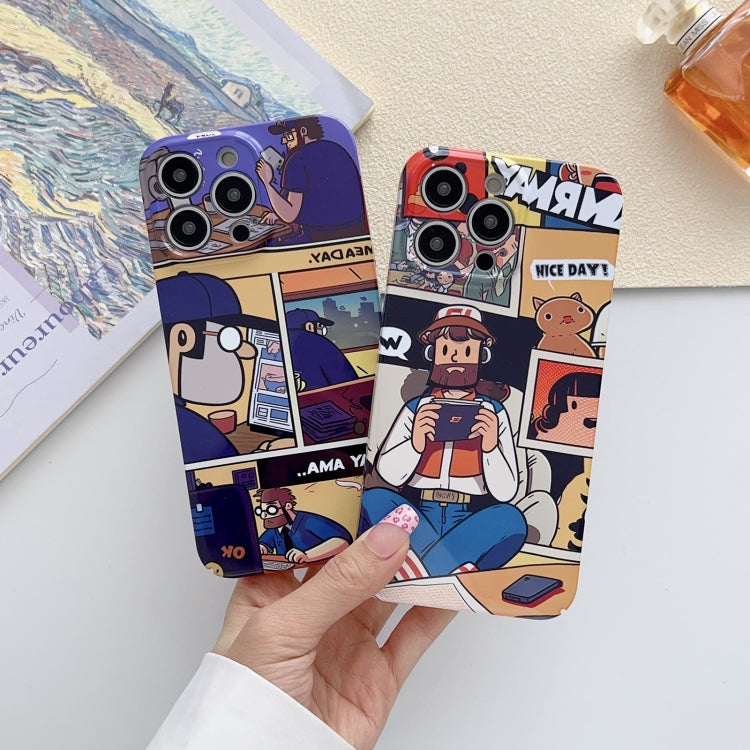 For iPhone 15 Pro Max Painted Pattern Precise Hole PC Phone Case(Comics Umbrella Boy) - iPhone 15 Pro Max Cases by buy2fix | Online Shopping UK | buy2fix