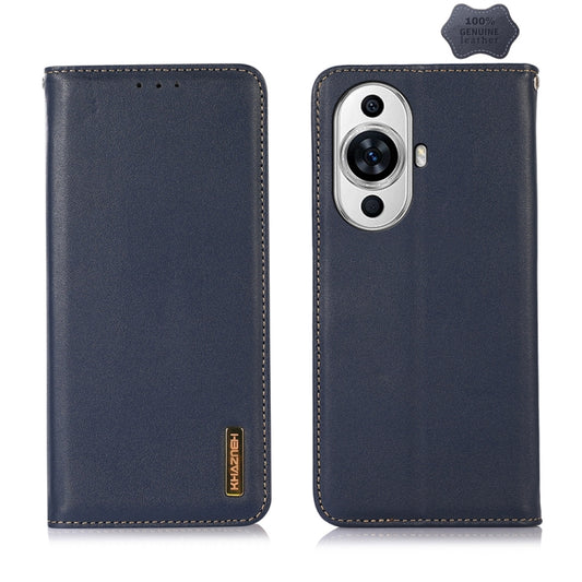 For Huawei Nova 11 KHAZNEH Nappa Top Layer Cowhide Leather Phone Case(Blue) - Huawei Cases by buy2fix | Online Shopping UK | buy2fix