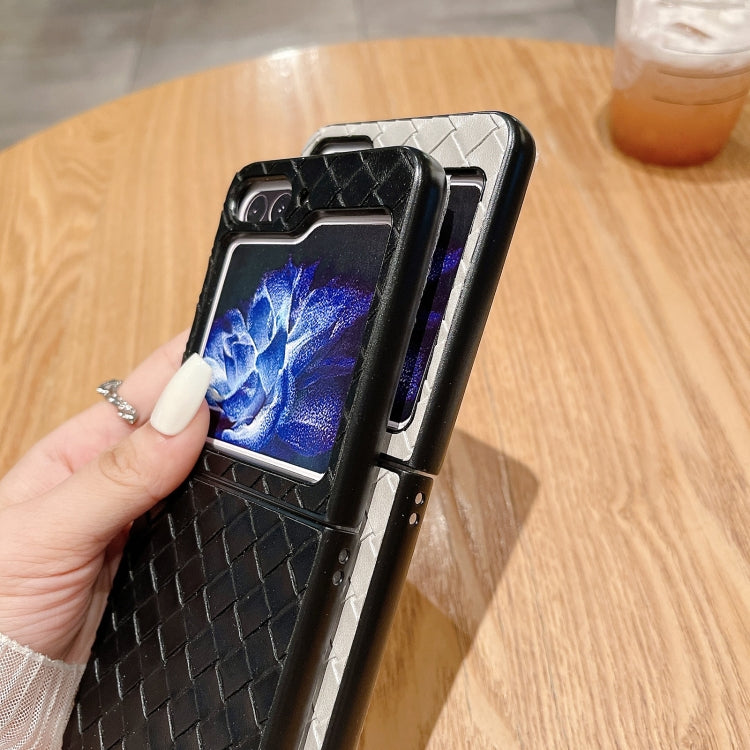 For Samsung Galaxy Z Flip5 5G Woven Texture Folding Phone Case(Gold) - Galaxy Z Flip5 Cases by buy2fix | Online Shopping UK | buy2fix