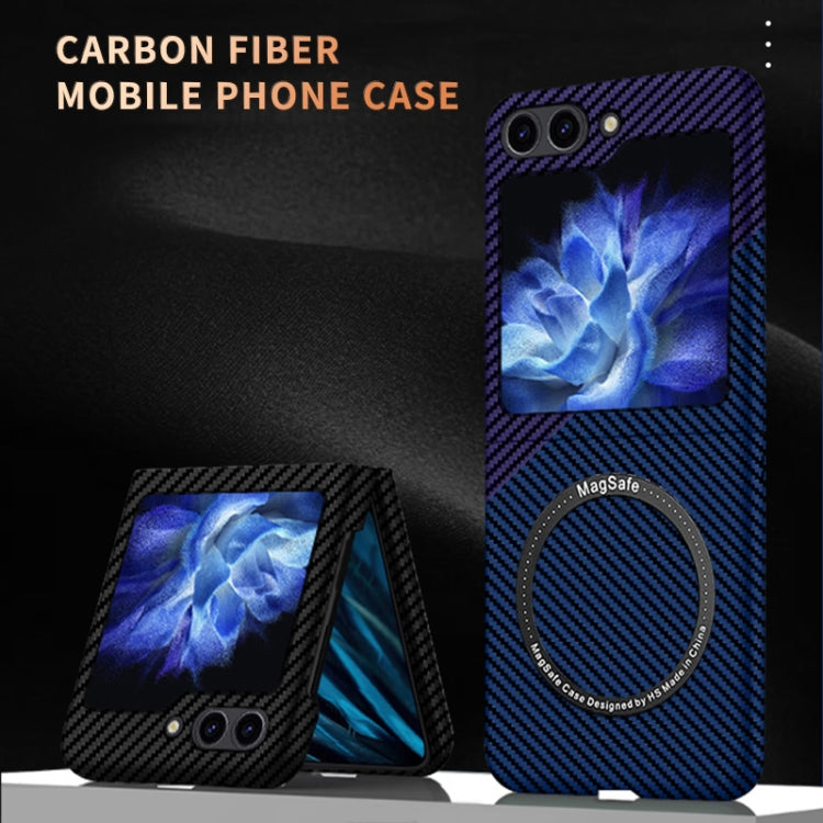 For Samsung Galaxy Z Flip5 Carbon Fiber Texture MagSafe Magnetic Phone Case(Blue) - Galaxy Z Flip5 Cases by buy2fix | Online Shopping UK | buy2fix