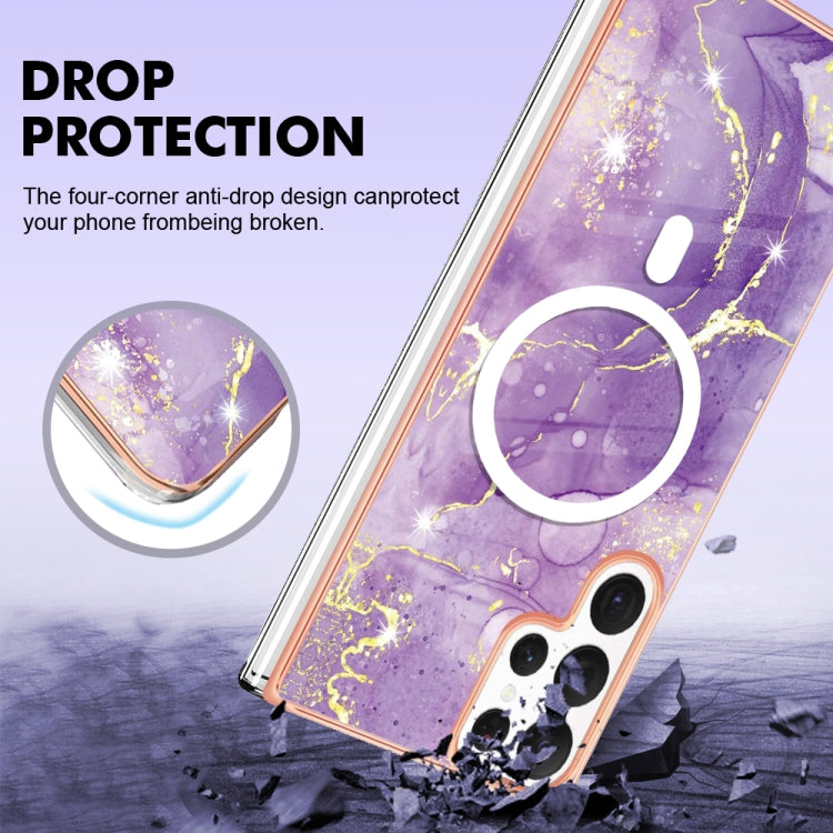 For Samsung Galaxy S22 Ultra 5G Marble Pattern Dual-side IMD Magsafe TPU Phone Case(Purple 002) - Galaxy S22 Ultra 5G Cases by buy2fix | Online Shopping UK | buy2fix