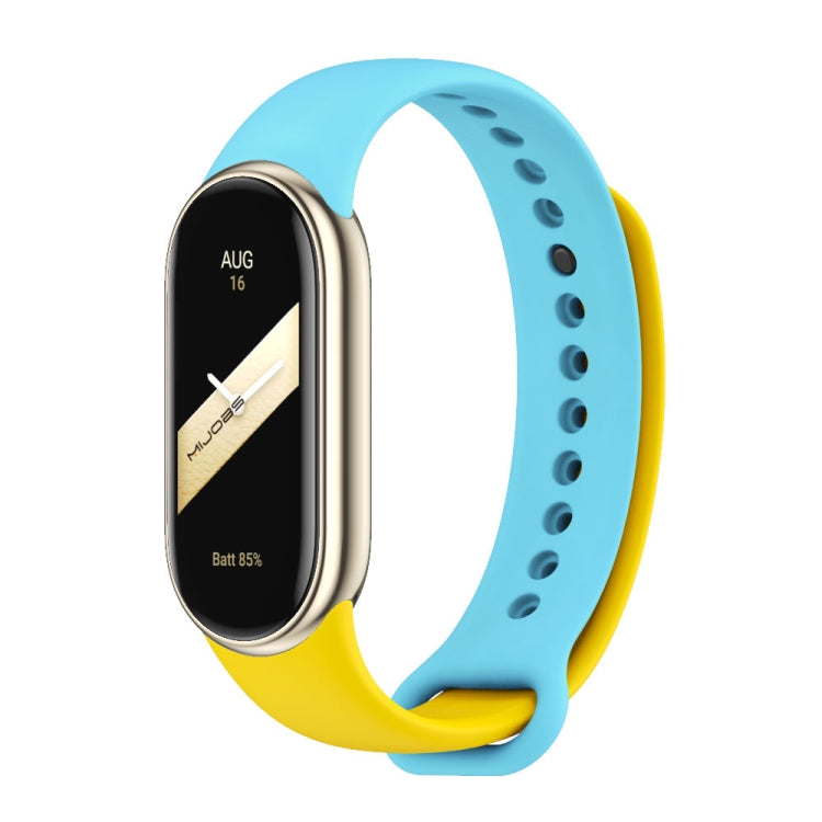 For Xiaomi Mi Band 8 Mijobs Dual Color Silicone Watch Band(Yellow+Blue) - Watch Bands by MIJOBS | Online Shopping UK | buy2fix