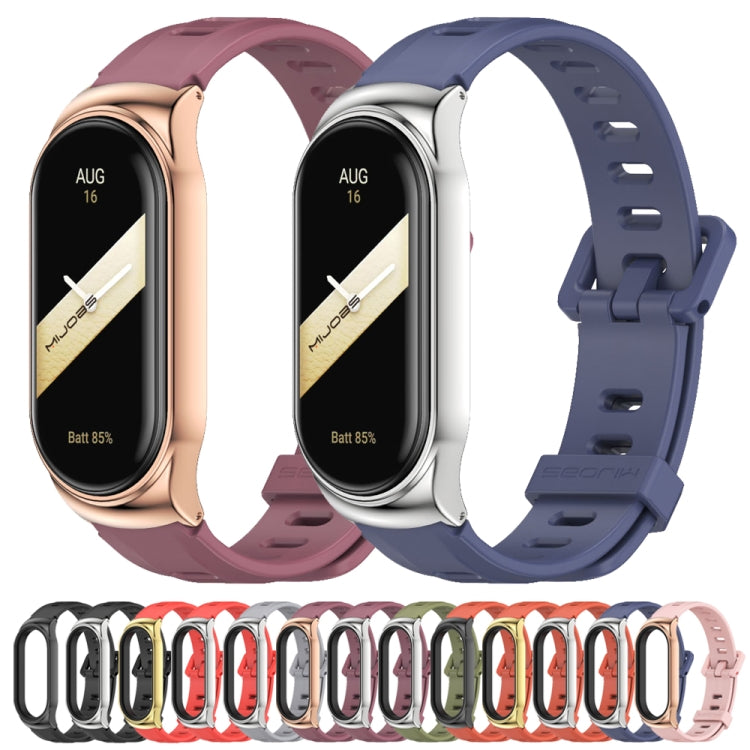 For Xiaomi Mi Band 8 Mijobs CS Case Flat Hole Silicone Watch Band(Pink Rose Gold) - Watch Bands by MIJOBS | Online Shopping UK | buy2fix