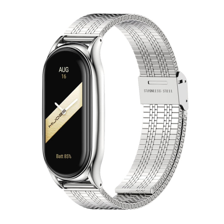 For Xiaomi Mi Band 8 Mijobs Plus Case Metal Watch Band(Silver) - Watch Bands by MIJOBS | Online Shopping UK | buy2fix