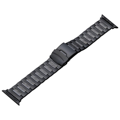 For Apple Watch Series 2 42mm Safety Buckle Titanium Steel Watch Band(Black) - Watch Bands by buy2fix | Online Shopping UK | buy2fix