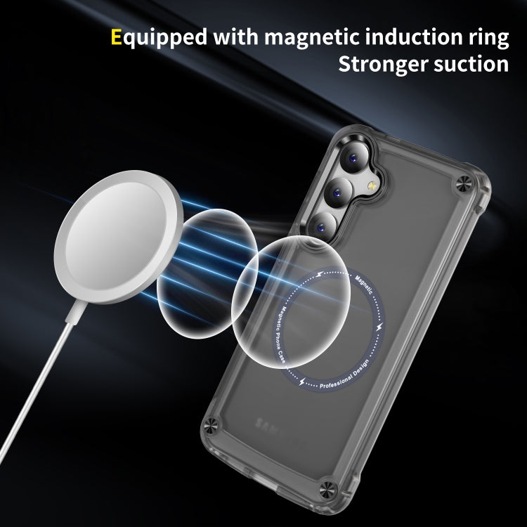 For Samsung Galaxy S24+ 5G Skin Feel TPU + PC MagSafe Magnetic Phone Case(Transparent Black) - Galaxy S24+ 5G Cases by buy2fix | Online Shopping UK | buy2fix
