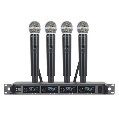 XTUGA A140-H Wireless Microphone System 4 Channel UHF Handheld Microphone(US Plug) - Microphone by XTUGA | Online Shopping UK | buy2fix