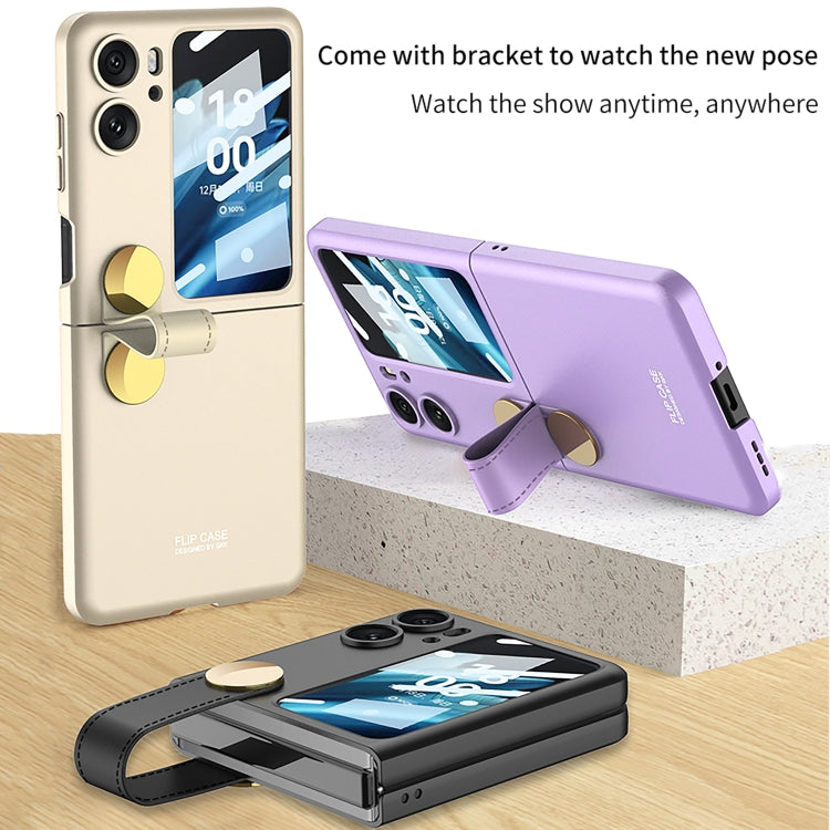 For OPPO Find N2 Flip GKK Integrated Ultrathin with Rotating Cortical Belt Phone Case(Gold) - Find N2 Flip Cases by GKK | Online Shopping UK | buy2fix