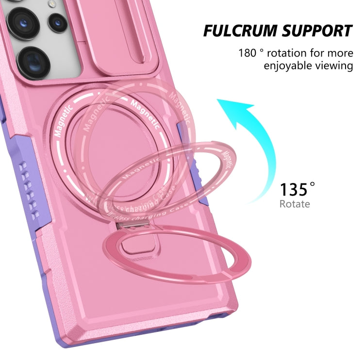 For Samsung Galaxy S23 Ultra 5G Sliding Camshield Magsafe Holder TPU Hybrid PC Phone Case(Purple Pink) - Galaxy S23 Ultra 5G Cases by buy2fix | Online Shopping UK | buy2fix