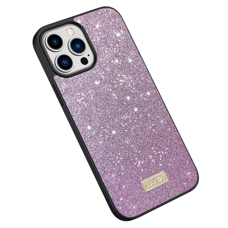 For iPhone 15 Pro Max SULADA Glittery PC + TPU + Handmade Leather Phone Case(Purple) - iPhone 15 Pro Max Cases by SULADA | Online Shopping UK | buy2fix