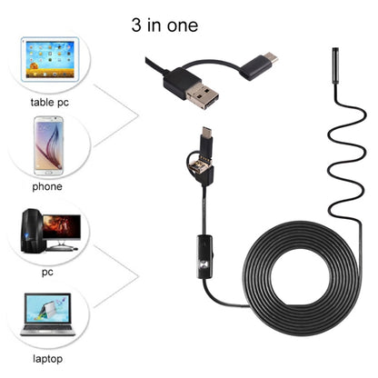 AN100 3 in 1 IP67 Waterproof USB-C / Type-C + Micro USB + USB HD Endoscope Snake Tube Inspection Camera for Parts of OTG Function Android Mobile Phone, with 6 LEDs, Lens Diameter:5.5mm(Length: 5m) - Consumer Electronics by buy2fix | Online Shopping UK | buy2fix