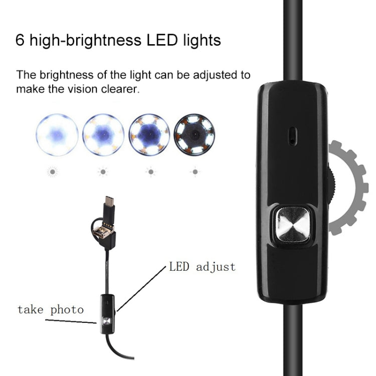 AN100 3 in 1 IP67 Waterproof USB-C / Type-C + Micro USB + USB HD Endoscope Hard Tube Inspection Camera for Parts of OTG Function Android Mobile Phone, with 6 LEDs, Lens Diameter:5.5mm(Length: 10m) - Consumer Electronics by buy2fix | Online Shopping UK | buy2fix