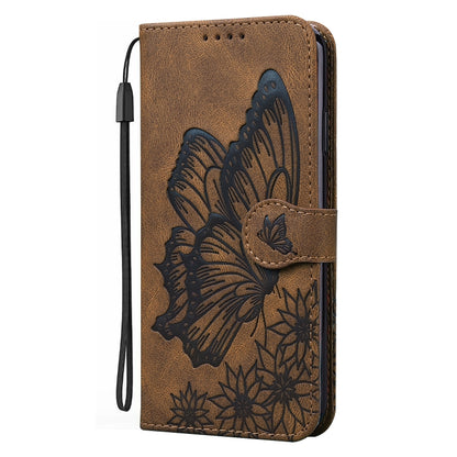 For iPhone 15 Pro Max Retro Skin Feel Butterflies Embossing Leather Phone Case(Brown) - iPhone 15 Pro Max Cases by buy2fix | Online Shopping UK | buy2fix