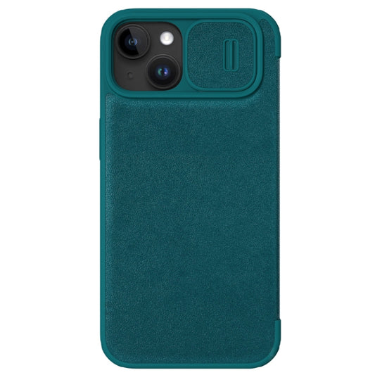 For iPhone 15 Plus NILLKIN QIN Series Pro Plain Leather Phone Case(Green) - iPhone 15 Plus Cases by NILLKIN | Online Shopping UK | buy2fix