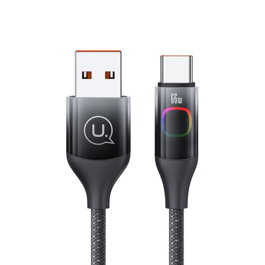 USAMS US-SJ636 1.2m USB to Type-C 6A Fast Charging Cable with Colorful Light(Gradient Black) - USB-C & Type-C Cable by USAMS | Online Shopping UK | buy2fix