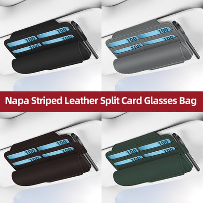 3073 Napa Texture Leather Car Removable Glasses Storage Bag(Green) - Sunglasses & Glasses Clips by buy2fix | Online Shopping UK | buy2fix