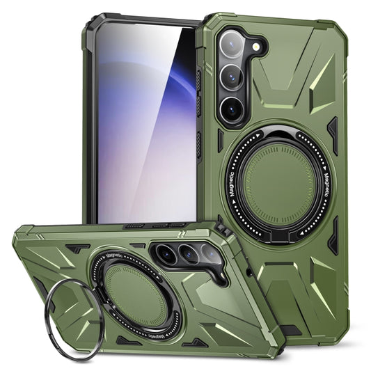 For Samsung Galaxy S24 5G MagSafe Magnetic Shockproof Phone Case with Ring Holder(Dark Green) - Galaxy S24 5G Cases by buy2fix | Online Shopping UK | buy2fix