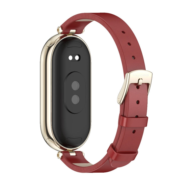 For Xiaomi Mi Band 8 / 9 / 9 NFC Mijobs First Layer Cowhide Watch Band(Red Light Gold) - Watch Bands by MIJOBS | Online Shopping UK | buy2fix