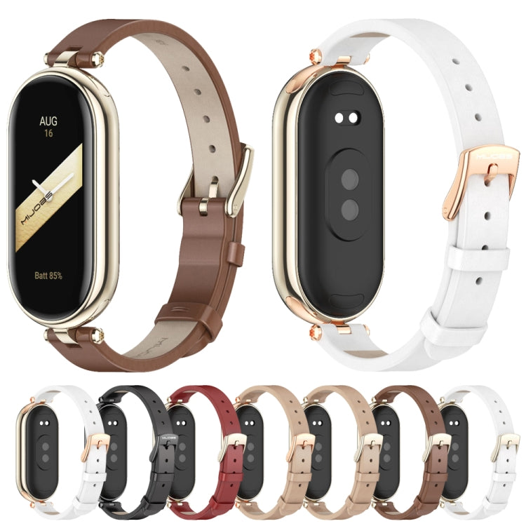 For Xiaomi Mi Band 8 / 9 / 9 NFC Mijobs First Layer Cowhide Watch Band(Red Light Gold) - Watch Bands by MIJOBS | Online Shopping UK | buy2fix