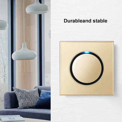 86mm Round LED Tempered Glass Switch Panel, Gold Round Glass, Style:One Open Dual Control - Consumer Electronics by buy2fix | Online Shopping UK | buy2fix