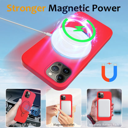 For iPhone 12 Pro MagSafe Magnetic Liquid Silicone Phone Case with Ring Holder(Red) - iPhone 12 / 12 Pro Cases by buy2fix | Online Shopping UK | buy2fix