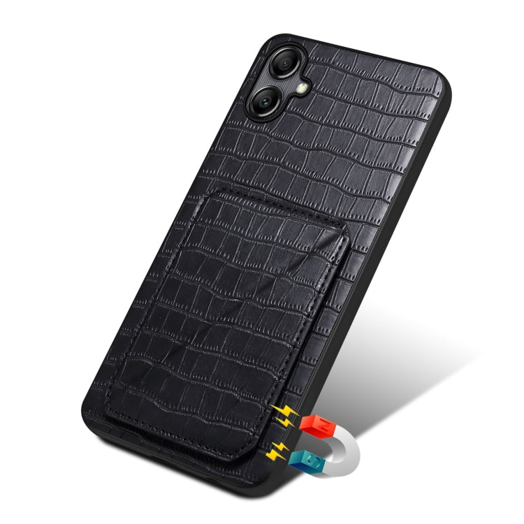 For Samsung Galaxy S23+ 5G Denior Imitation Crocodile Leather Back Phone Case with Holder(Black) - Galaxy S23+ 5G Cases by Denior | Online Shopping UK | buy2fix