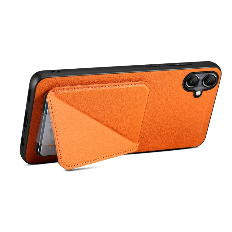 For Samsung Galaxy S24+ 5G Denior Imitation Calf Leather Back Phone Case with Holder(Orange) - Galaxy S24+ 5G Cases by Denior | Online Shopping UK | buy2fix