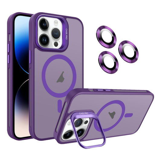For iPhone 14 Pro Max Invisible Lens Holder MagSafe Phone Case(Dark Purple) - iPhone 14 Pro Max Cases by buy2fix | Online Shopping UK | buy2fix