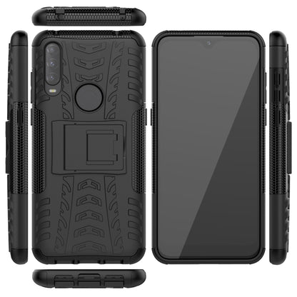 For Alcatel 3L (2020) Tire Texture Shockproof TPU + PC Protective Case with Holder(Black) - Alcatel Cases by buy2fix | Online Shopping UK | buy2fix