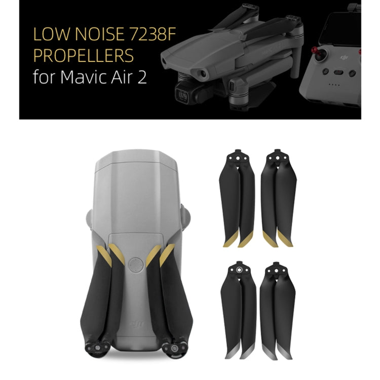 2 Pairs Sunnylife 7238F-2 For DJI Mavic Air 2 / Air 2S Low Noise Quick-release Propellers(Gold) - DJI & GoPro Accessories by Sunnylife | Online Shopping UK | buy2fix